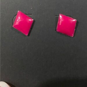 Pink Square enamel Stud Earrings